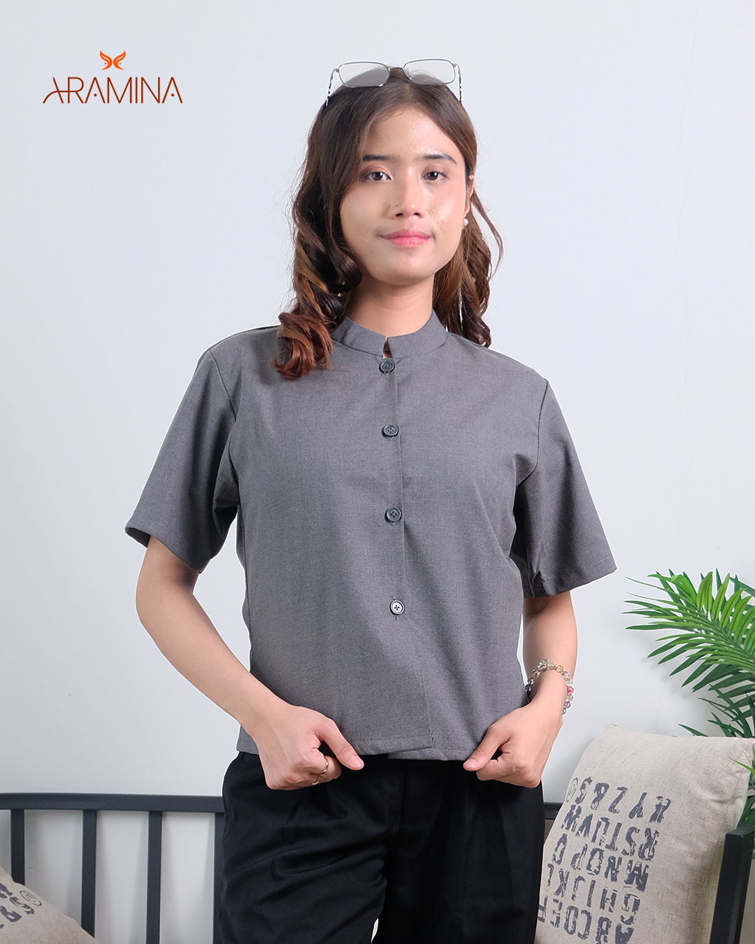 Baju kerja Nova 01 Abu Tua